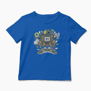 Tricou Retro Gamer - Copii-Albastru Regal